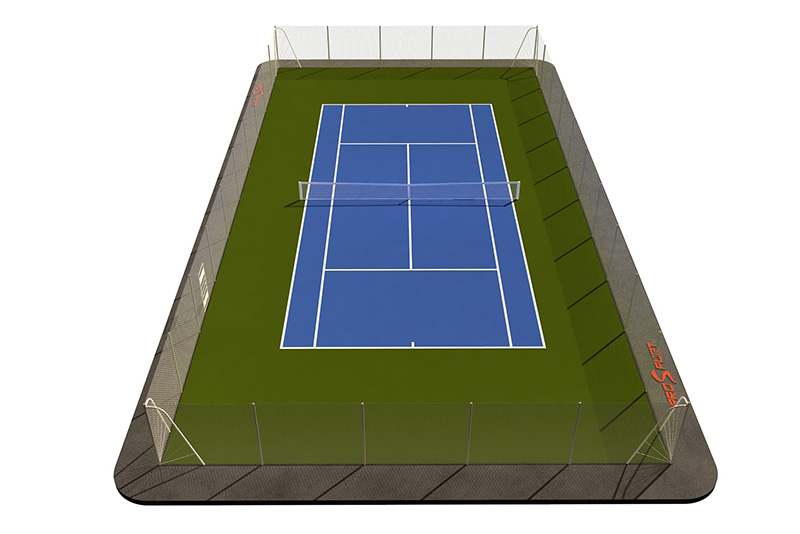 Типовая спортплощадка 0006. Теннисная площадка 24х16 Синяя