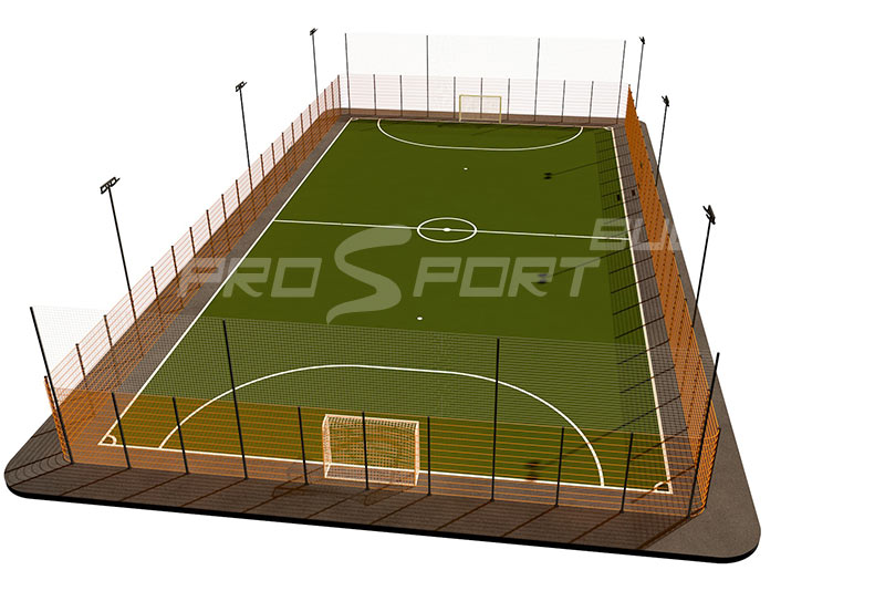Заказать строительство площадки для мини футбола с секционным ограждением СПОРО под ключ. Арт 0001