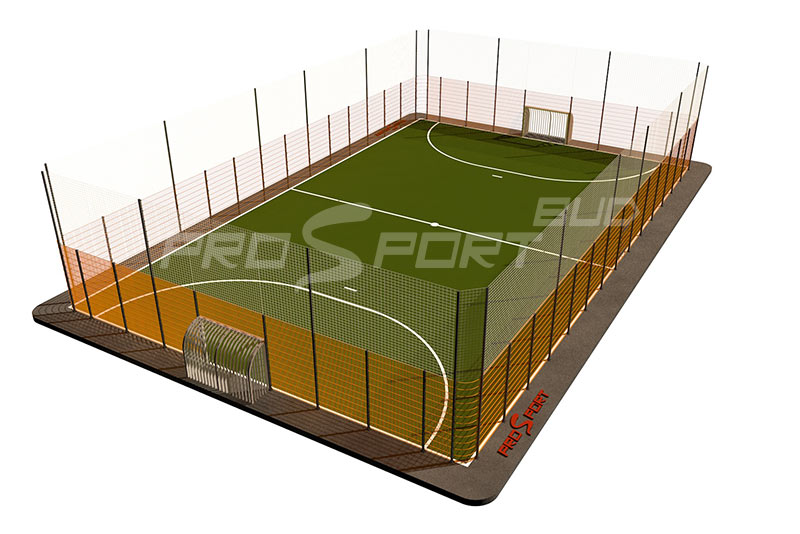 Заказать строительство площадки для мини футбола с секционным ограждением СПОРО под ключ. Арт 0002