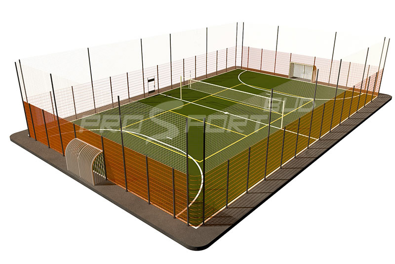 Заказать строительство площадки для мини футбола с секционным ударостойким ограждением СПОРО под ключ. Арт 0003