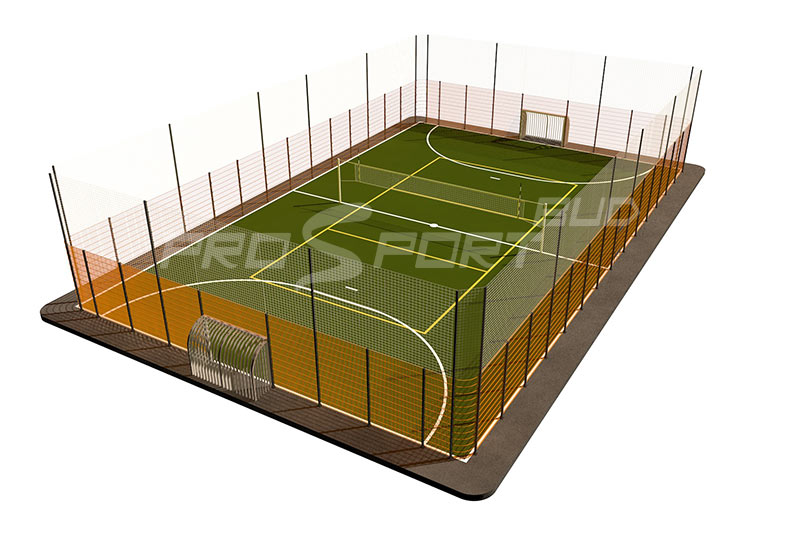 Заказать строительство площадки для мини футбола с секционным ударостойким ограждением СПОРО под ключ. Арт 0003
