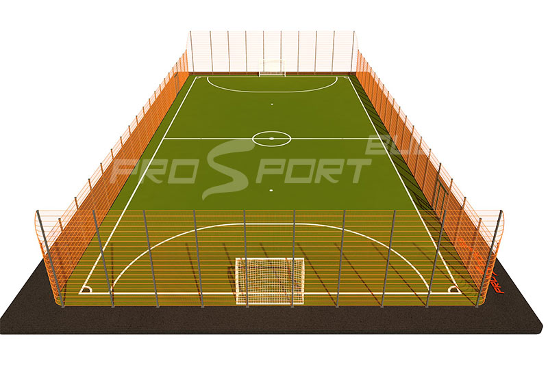 Замовити будівництво спортивного майданчика для міні-футболу з секційним ударостійким огородженням СПОРО під ключ. Арт 0011